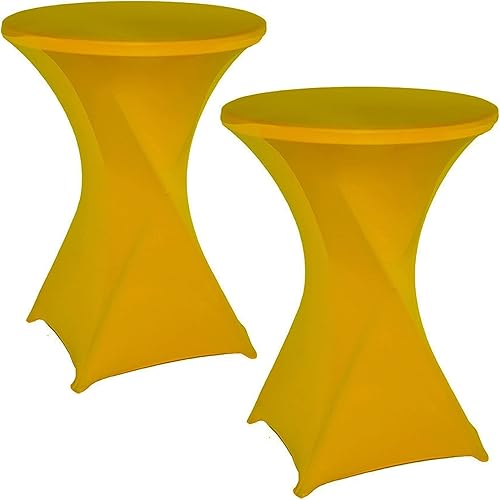 Miniatura 7 de Paquete de 2 manteles redondos de elastano de 32 x 43 pulgadas, color blanco, para mesa de cóctel, fundas ajustables para bodas, banquetes, eventos,