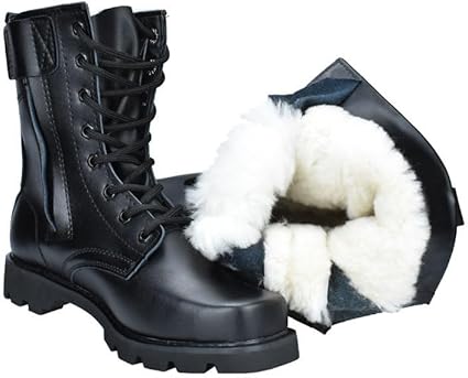 Botas Táticas Dos Homens, Inverno Masculino Pele Quente Forrado De Aço Biqueira De Aço Único Zíper Lateral Botas De Combate De Cano Alto, Botas De Caminhada Militares…