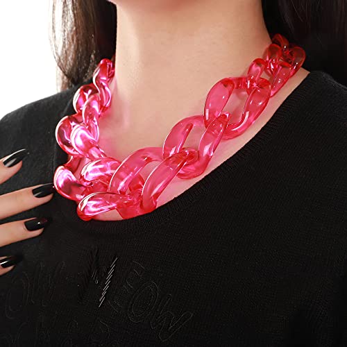 Wiwpar W-NECKLACE-230209-0 Punk Acrylic Collar Choker Necklace Boho Statement Chunky Large Acrylic Chain Link Choker Necklace Fashion Halloween Christmas Costume Jewelry Gift thumb #2