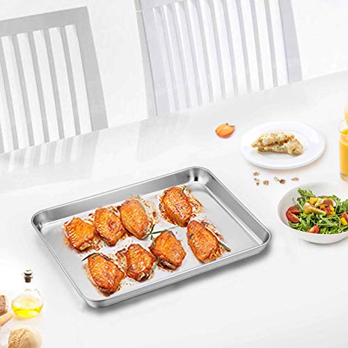 TeamFar Toaster Oven Pan Tray with Cooling Rack, Stainless Steel
