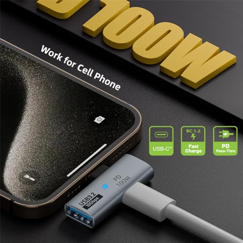 Adaptador USB-C a USB 3.0 hembra 10Gbps con PD 100W miniatura 3