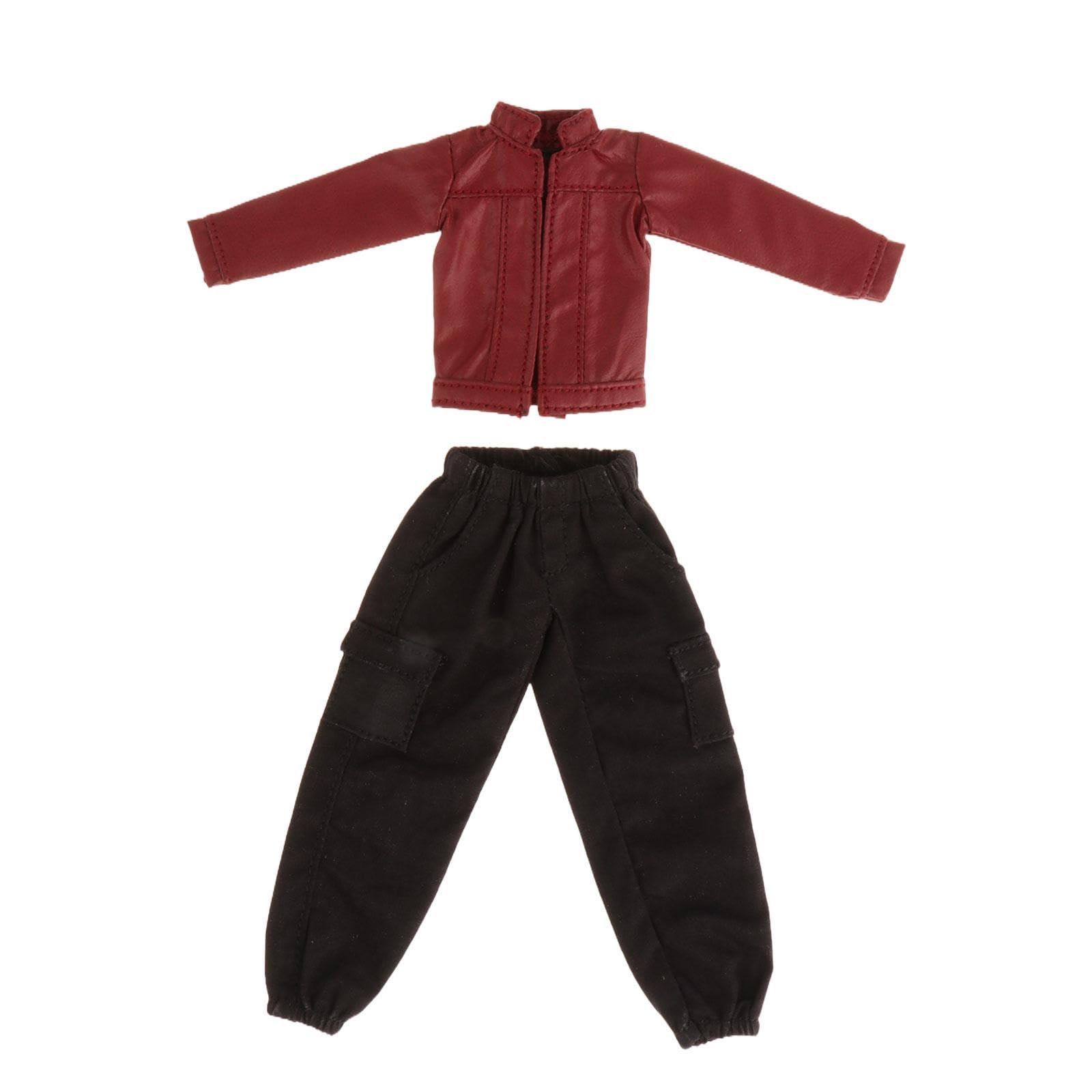 5 Sets mit 1/12 weiblichen Puppenkleidern, PU-Lederjacke mit Hose, Mini für 15,2 cm große Figuren