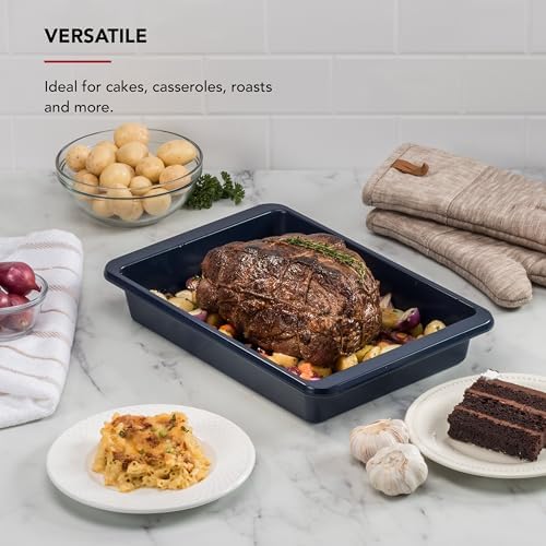 KitchenAid Nonstick Swiss Engineered Aluminized Steel Cake Pan, Dishwasher Safe, Ink Blue, 9 x 13 Inch - Thumbnail 5