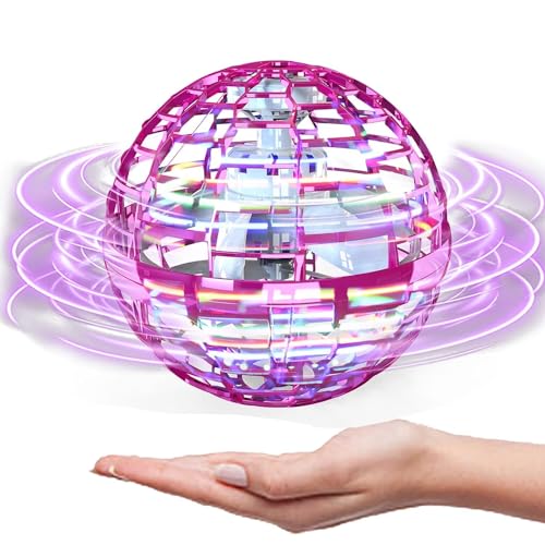 ATHLERIA Pink Flying Orb Ball Toys,Hand Operated Drones for Kids,Cool Gadgets Light Up Cosmic Globe...