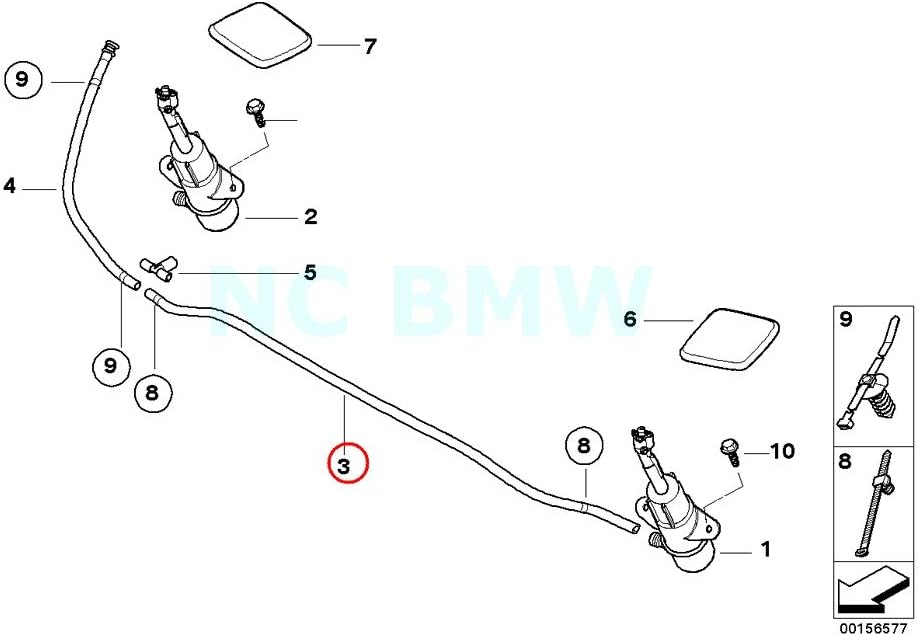 BMW Genuine Headlight Cleaning System Hose Line Automotive