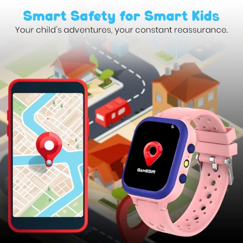 Image of GameSir Q15 Kids Smart Watch - 1.44 inch TFT Display | 3G /4G SIM Support | GPS Tracking & Two-Way Calling | Water Rasistence| Learning & Gaming Apps Smartwatch for Boys & Girls-(Pink)