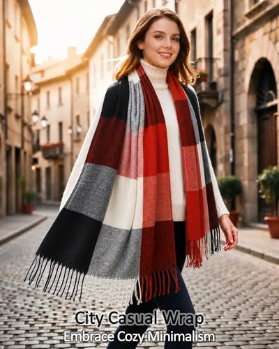 Image of Loritta Winter Scarf for Women, Long Plaid Shawl Wraps Scarves Gifts