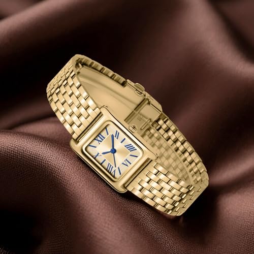 Image of Asan Ge Watches for Women Vintage Bracelet Roman Dial Japanese Movement Rectangular Case Watch 3ATM Waterproof Self-Adjust Watch Size Without Tools