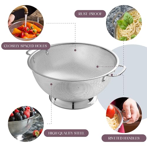 Image of Bellemain Micro-perforated Stainless Steel Colander-Dishwasher Safe (3 QT and 5 QT)