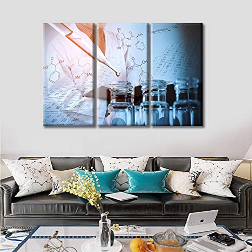 Image of TUMOVO Young Scientist Artwork Wall Decor Posters and Prints 3 Panels Clinical Laboratory Pictures Wall Decor for Bedroom Poster Medical Art Prints Framed Ready to Hang (42 inch Wx28 H)