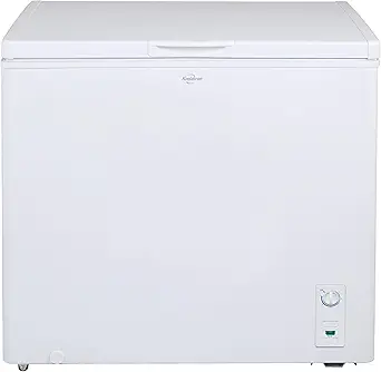 Koolatron Deep Freezer - Chest Freezer, 1 Wire Basket, Garage Ready, Meat Storage, Front Drain, Congelador For Home, Apartment, Basement, Dorm, Cottage, Manual Defrost, Stand Up, 7.0 Cubic Feet, White