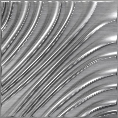 Comparativas de Crest fachadas Top diez. 19 STICKGOO - Paneles de pared 3D para decoración de paredes interiores, paneles de pared de PVC plateado cepillado con textura 3D en diseño ondulado, paneles de pared decorativos...