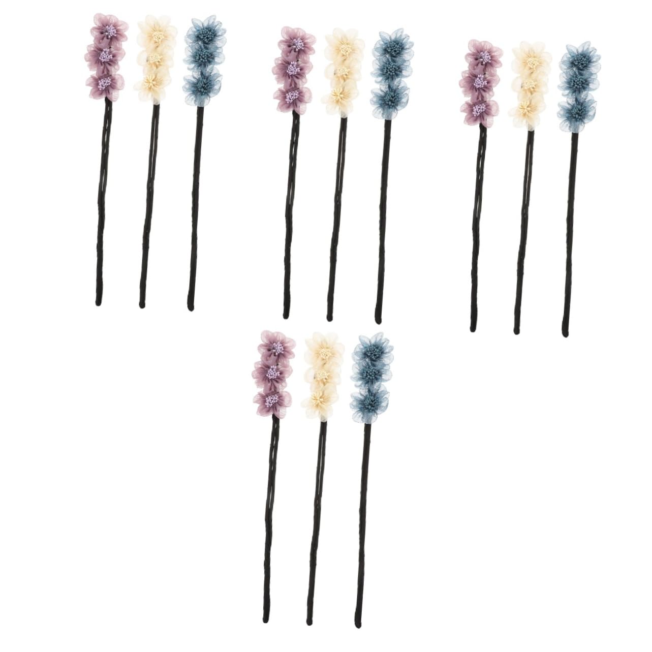 FRCOLOR Juego De 4 Rizadores De Pelo Con Forma De Flor Para Hacer Moños Para Mujeres Y Niñas 3 Unidades X 4