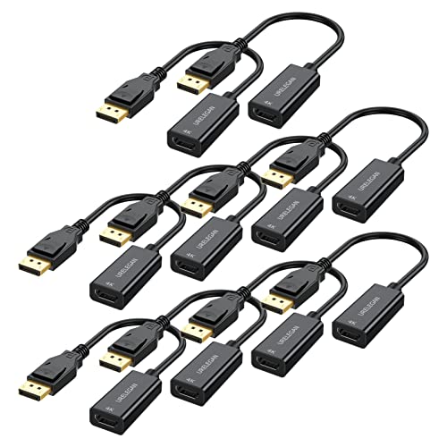 URELEGAN Displayport to HDMI Adapter 10-Pack, 4K UHD Not Bidirectional Display Port DP to HDMI Cable Male to Female Port Support Video & Audio Compatible with Computer, PC, Monitor, Projector, HDTV
