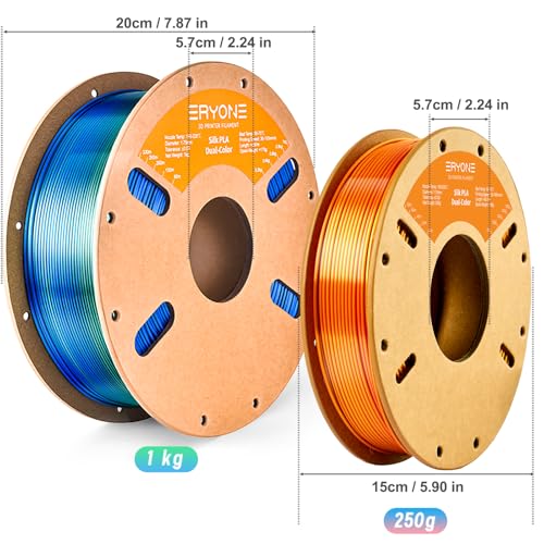 Image of ERYONE Silk PLA Filament 1.75mm Dual Color 3D Printer Filament Shiny Fit Most FDM Printers, 250g (0.55lbs) Cardboard Spool, Red Gold