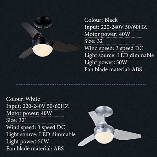 Ventilateur de plafond 32" avec éclairage LED dimmable et télécommande DC
