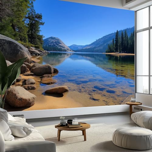 Générique Carta da parati panoramica 3D Montagne Acero Paesaggio Naturale, Carta da parati in tessuto non tessuto Arazzo Poster da parete Blu Cielo per Soggiorno Camera Da Letto Decorazione Murale 400