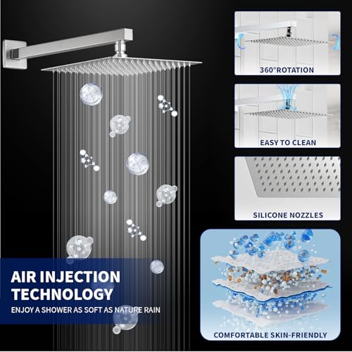 Sistema de ducha para baño BWE de 10 pulgadas, montado en pared, acabado níquel cepillado, con cabeza de ducha lluvia y mano, válvula equilibradora de presión, placa escocesa, para hotel y centro de baño miniatura 3