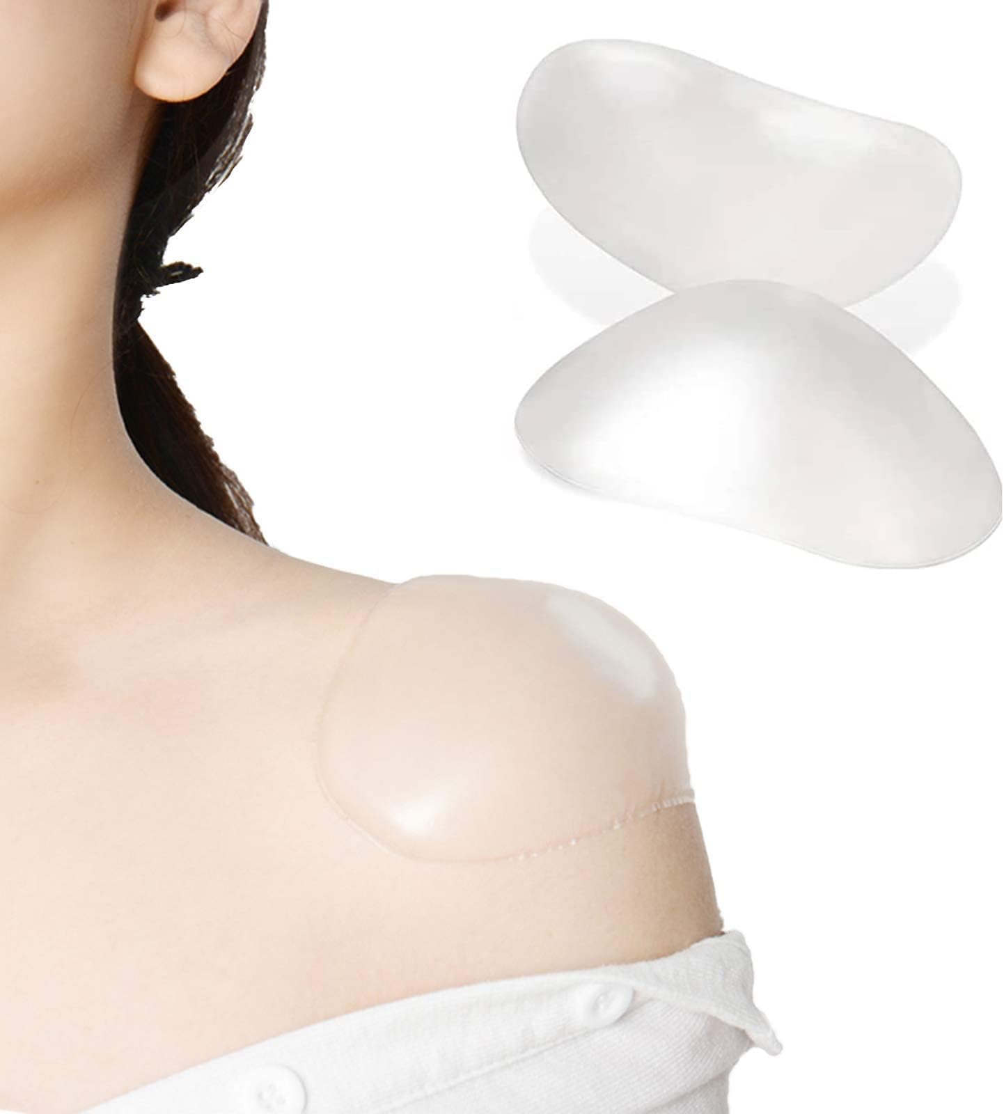Shoulder Pads, 1 Pair of Silicone Soft Non-slip Self-adhesive Invisible Shoulder Brace Pads Right Angle Beauty Shoulder Width Enhancer for Women Men's Suit Jacket Shoulder Support (Transparent)