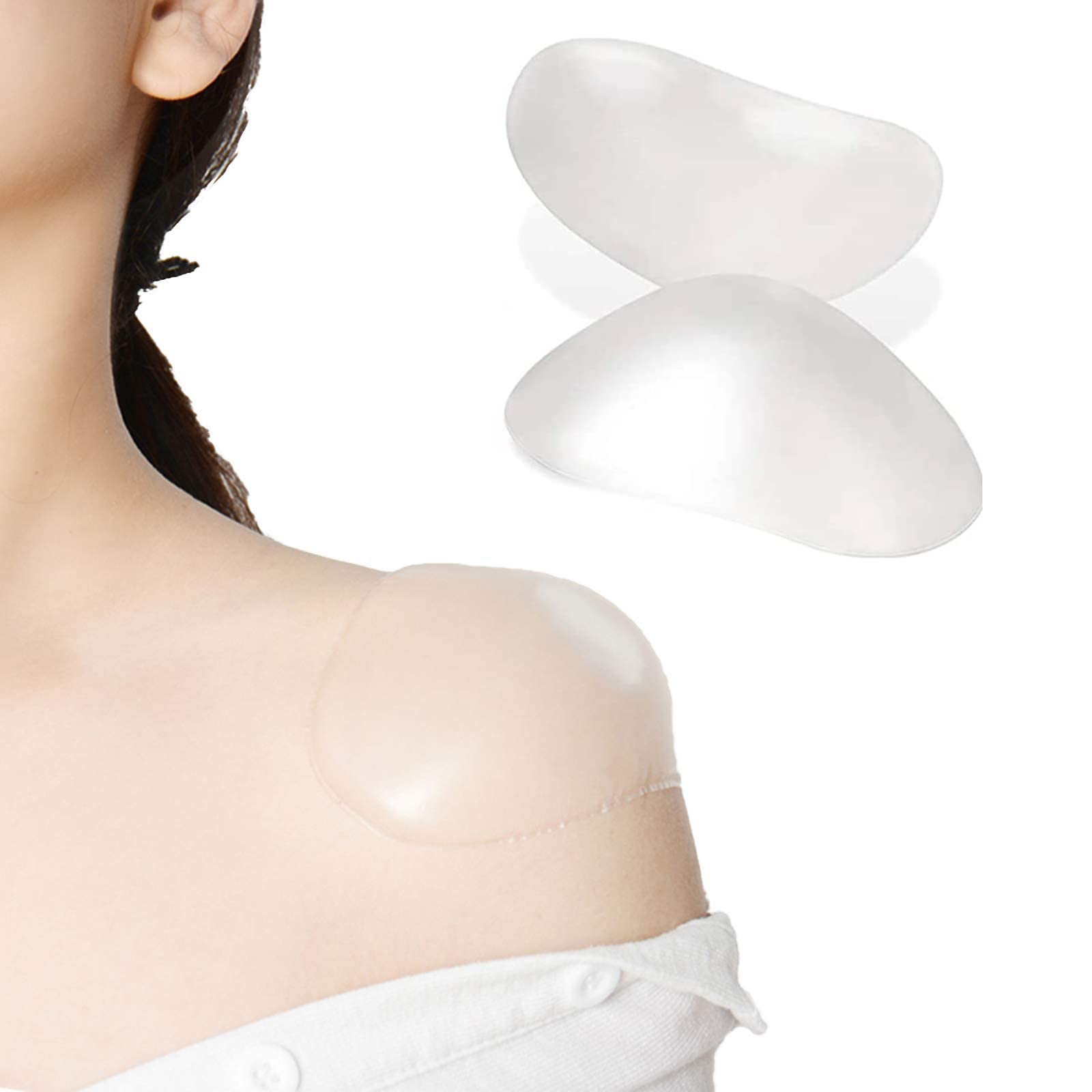 Shoulder Pads, 1 Pair of Silicone Soft Non-slip Self-adhesive Invisible Shoulder Brace Pads Right Angle Beauty Shoulder Width Enhancer for Women Men's Suit Jacket Shoulder Support (Transparent)