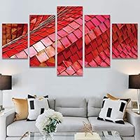 SIGNWIN 5 Panel Canvas Wall Art Modern Art Abstract Contemporary Edgy Mixed Media Multicolor Patterns for Home Decorations Ready to Hang - 60