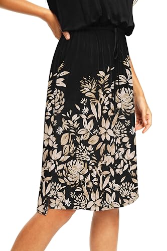 Image of Simier Fariry Womens Summer Hide Belly Knee Length Travel Dress Pocket Short Sleeve Midi Work Casual Outfits