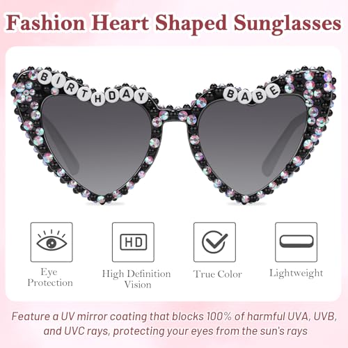 WantGor Birthday Glasses, Heart Sunglasses Birthday Babe Party Gift Accessories Favors for Women2