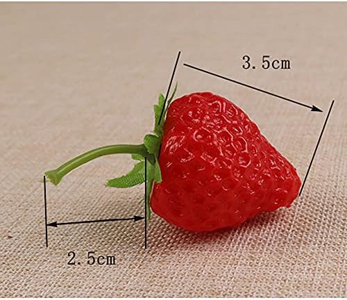 QUUPY 10Pcs Artificial Red Strawberry Plastic Fake Strawberries Simulation Fruit for Home Party Christmas Decoration Photography Props 3.5cm