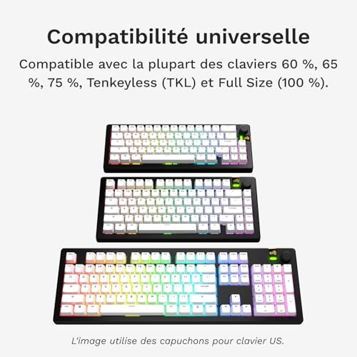 Touches GPBT Basics en PBT pour clavier custom blanc classique - 4