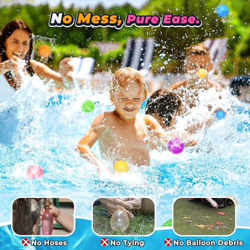 Reusable Water Balloons, Easy Quick Fill & Self-Sealing Water Bombs, Soft Silicone Water Splash Ball, Magnetic Water Ball for Outdoor Games, Summer Party(8Pcs) - Thumbnail 5