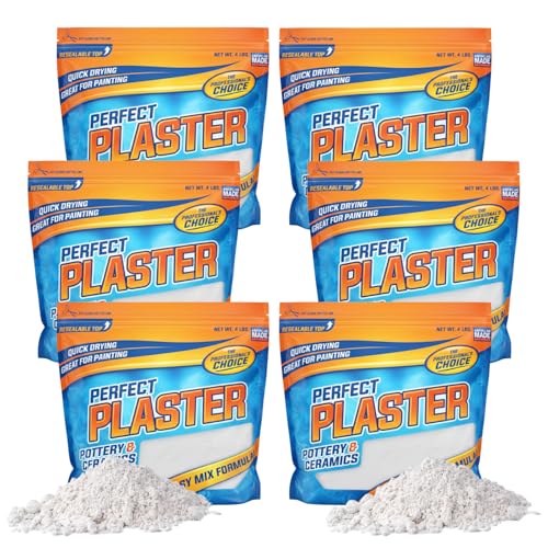 Perfect Plaster for Pottery & Ceramic Slip Casting Molds, Non-Toxic Water-Based Powder Material for DIY Mold Making, Clay Reclaim Slabs, Sculptures & Crafts, Fast-Curing, USA Made, 6 x 4 lb Bag
