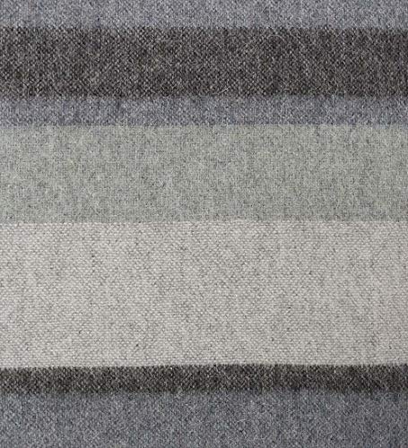 Alpaca Merino Wool Blanket Throw Warm And Soft Multicolor Striped Design Peru (Gray/Steel Blue/Light Green) #TOP3