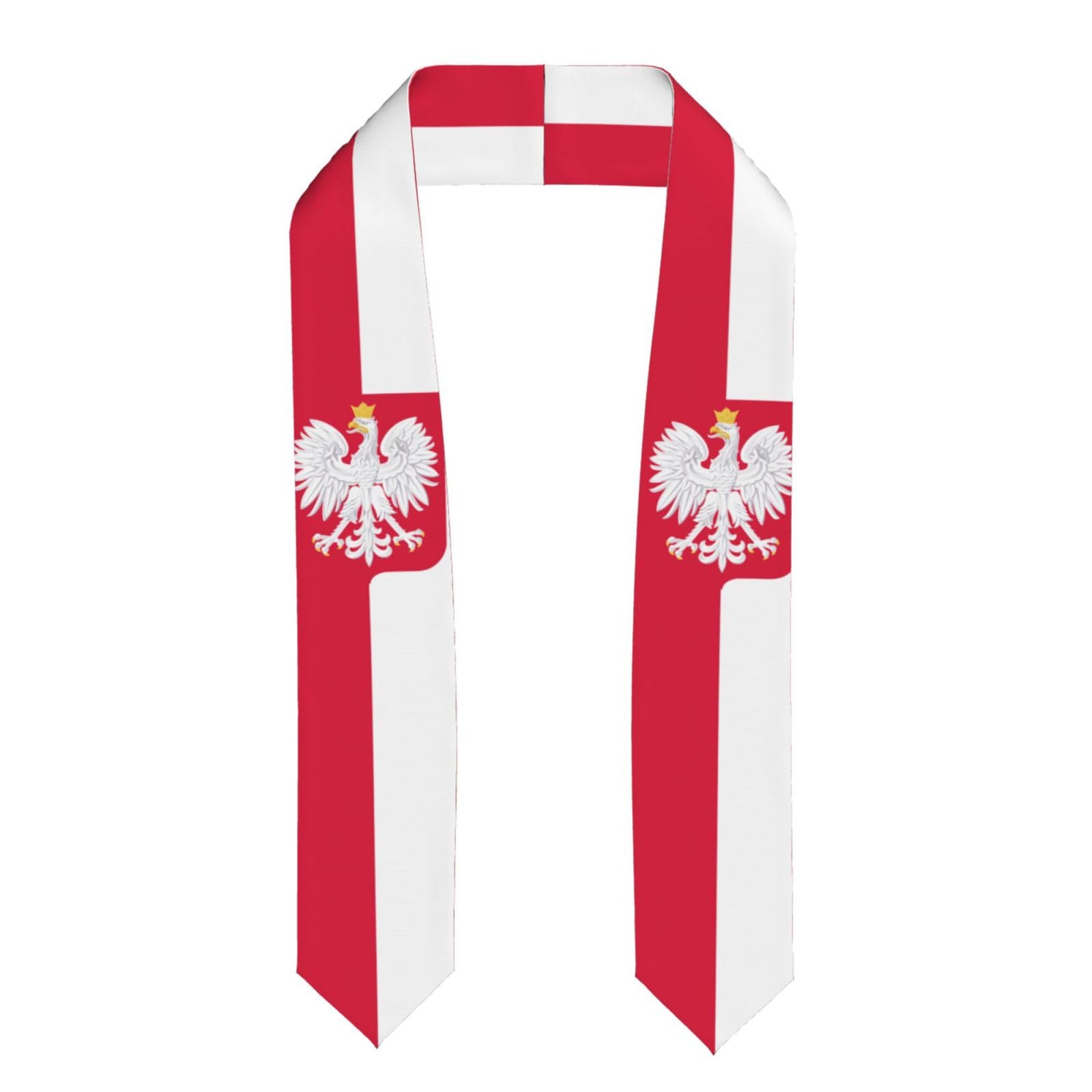 Ahdyr Unisex Polish Poland Flag Graduation Stoles Printed Graduation Sash For Study Aboard International Students 72" In Length