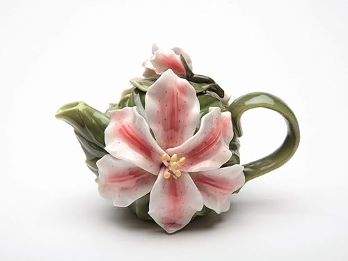 Tetera de porcelana fina Stargazer Lily Flower, 6 1/4" L