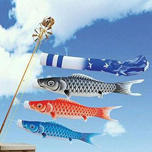 SEWOART Japanese Koinobori Carp Flag Windsock 27.55In Blue Outdoor Decoration for Home Garden Patio Boat Waterproof Streamer - Thumbnail 3