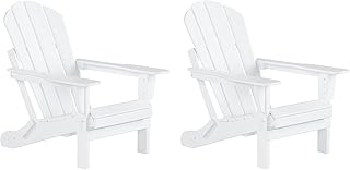WO Outdoor Adirondack Folding Chair 2 PC Set Loungers Seats Traditional Retro Outdoor Furniture Aesthetic for Beach, Balco...