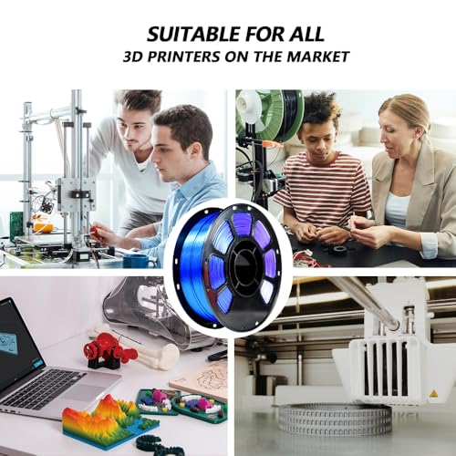 Image of iBOSS Silk Tri Color Blue Green Purple PLA Plus Filament, 1kg 1.75mm + / -0.02mm PLA+ 3D Filament, Clog-Free Shiny 3D Printer Filament, Fit for Most 3D Printers(Silk Blue Green Purple)