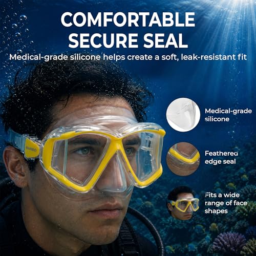 Máscara y snorkel combo Phantom Aquatics Panto-180 de cuatro lentes miniatura 4