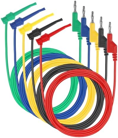 Sumnacon Multimeter Test Lead Set - 5Pcs Stackable Banana Plug to Test Hook Wire Cable Kit with Protective, Flexible Wire Leads for Electrical Testing 500V/5A 6.6Ft/2M