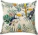 XinYiC Federa per cuscino con fiori tropicali e uccelli, in lino, per camera da letto, soggiorno, ufficio, auto, dimensioni 45 x 45 cm, fiori tropicali e uccelli
