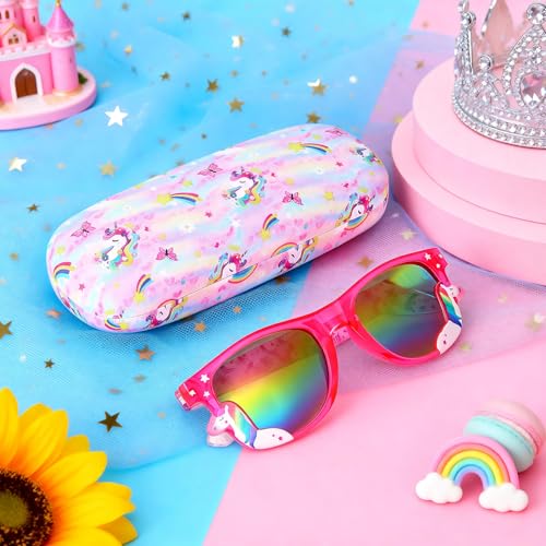 Image of Kids Sunglasses Girls Unicorn Heart Eyeglasses UV Protection Toddler Sunglasses with Sunglass Case for Party Beach