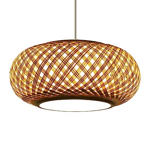 Lanterne en bambou 40cm tressée main, lustre élégant pour chambre