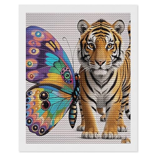 Peinture diamant papillon et tigre 5D pour décorer le salon durant vos moments de détente