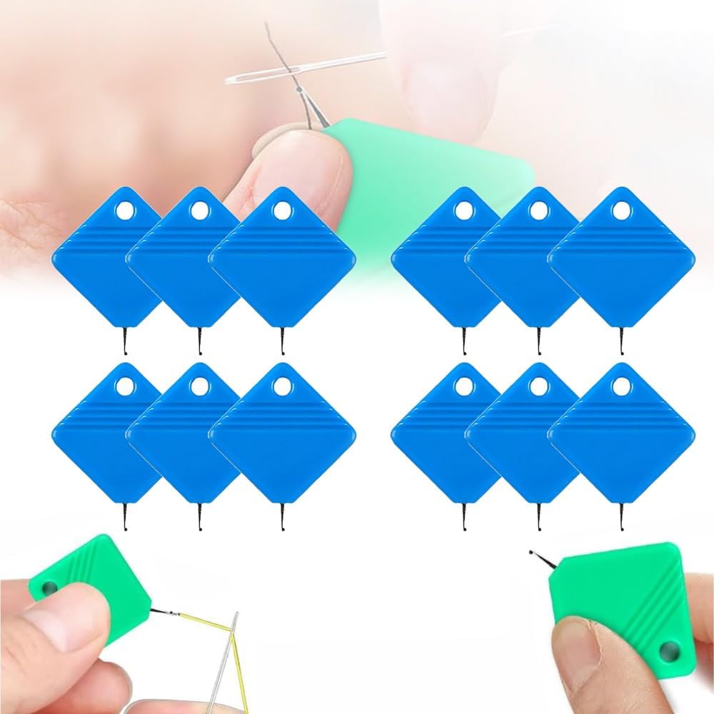 Automatic Needle Threaders, Sewing Machine Needle Threader, DIY Needle Threader for Sewing Crafts, Fits All Needle Sizes (Blue 12 pcs)