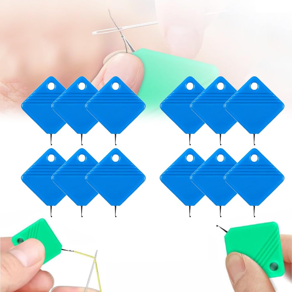 Automatic Needle Threaders, Sewing Machine Needle Threader, DIY Needle Threader for Sewing Crafts, Fits All Needle Sizes (Blue 12 PC)