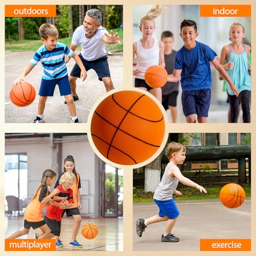 Silent Basketball, 2026 New Quiet Basketball, No Noise Basketballs Dribbling Indoor Training, Grip Quiet Balls for Youth Various Indoor Activities (Orange, 7)