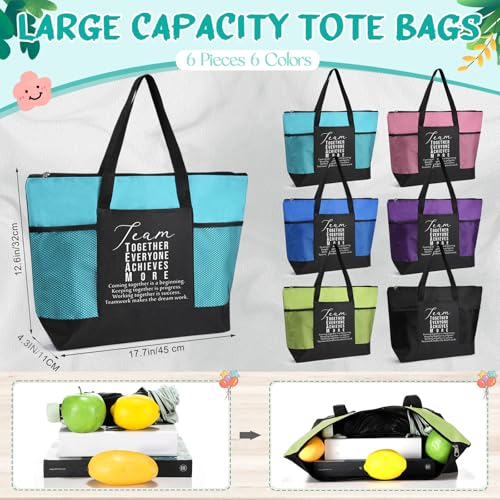 Image of 6 Pcs Team Appreciation Tote Bags Pocket for Women Employee Appreciation Gifts for Nurses Volunteer Cowork
