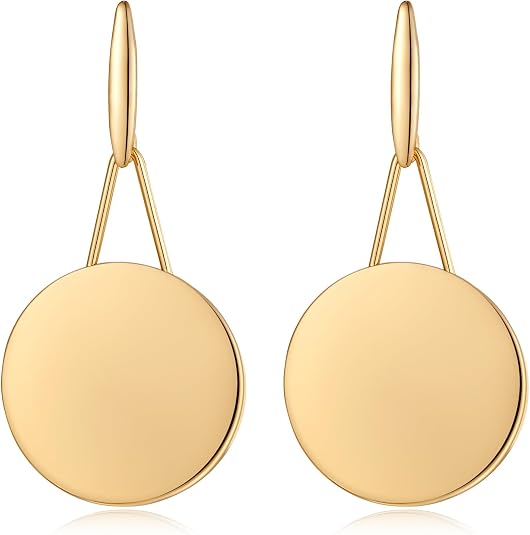 MUYAN Fashion Large Disc Dangle Earrings for Women Statement Jewelry MUYAN Fashion Large Disc Dangle Earrings for Women Statement Jewelry - Sophisticated Brown Polka Dot Dress Outfit Ideas for Summer Weddings & Date Nights