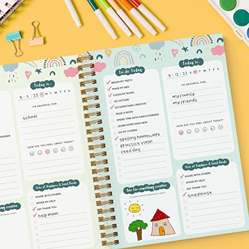 Kids To Do Chore List Daily Task Checklist Planner Time Management Notebook By Bright Day Non Dated Flex Cover Spiral Organizer 8.25 X 6.25 (Rainbows) #TOP5