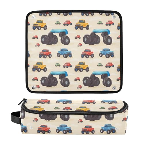 Bolsa de viaje resistente al calor Monster Truck Style Marble para herramientas de cabello como planchas y rizadores, organizador portátil miniatura 3